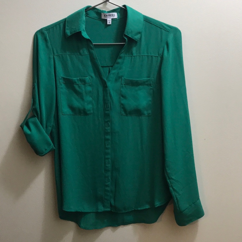 Express green button up blouse